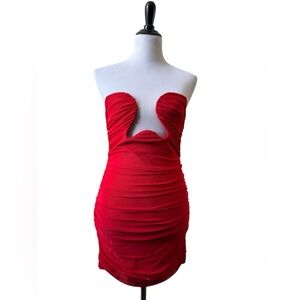 Fashion Nova Strapless Red Dress